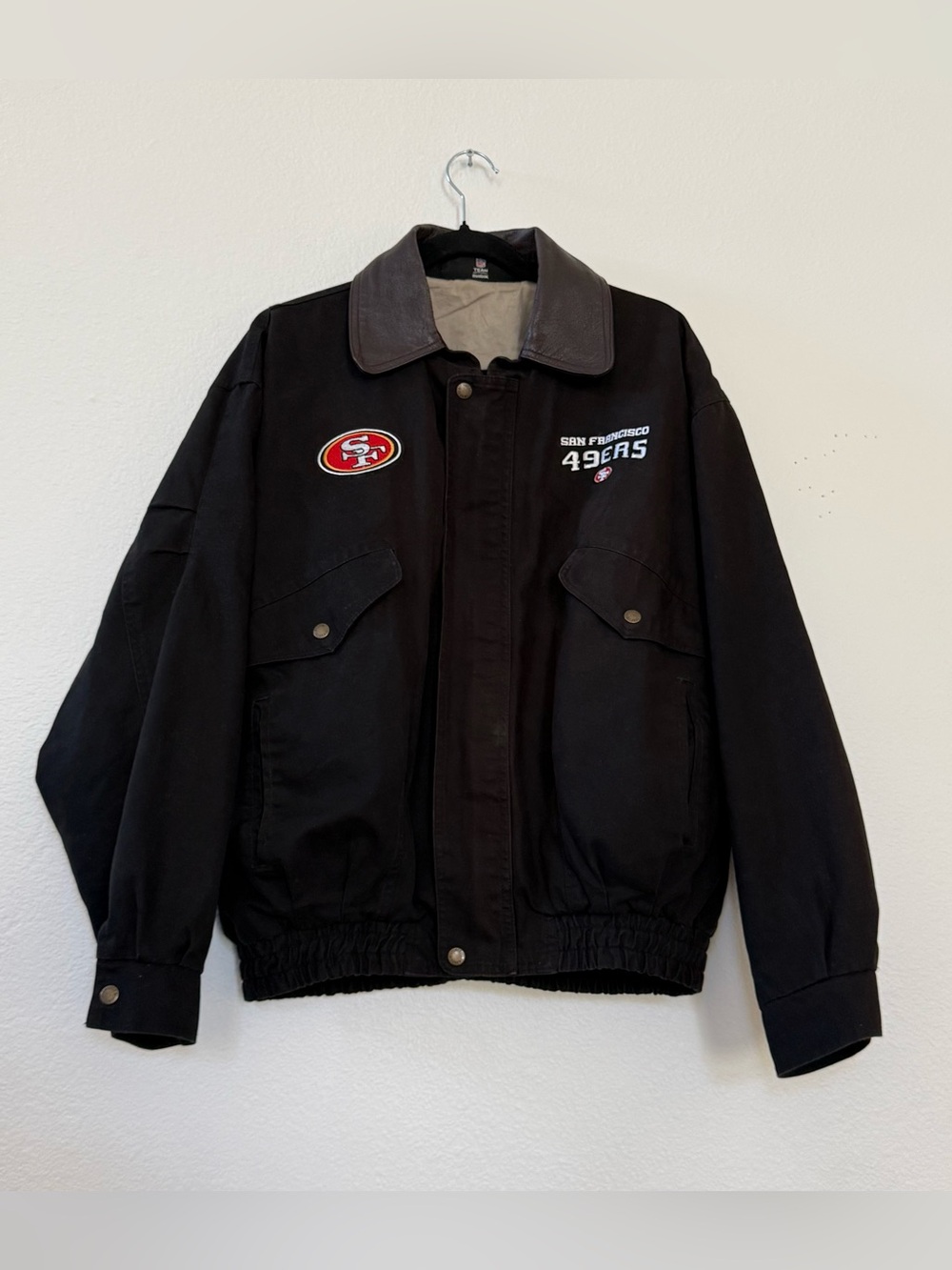 Reebok Vintage NFL Pro Line 49ers Cotton Bomber Jacket Men’s M Black